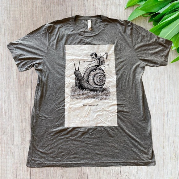 No Brand Tops - Full Speed Ahead Boy Riding Snail Tee T-Shirt